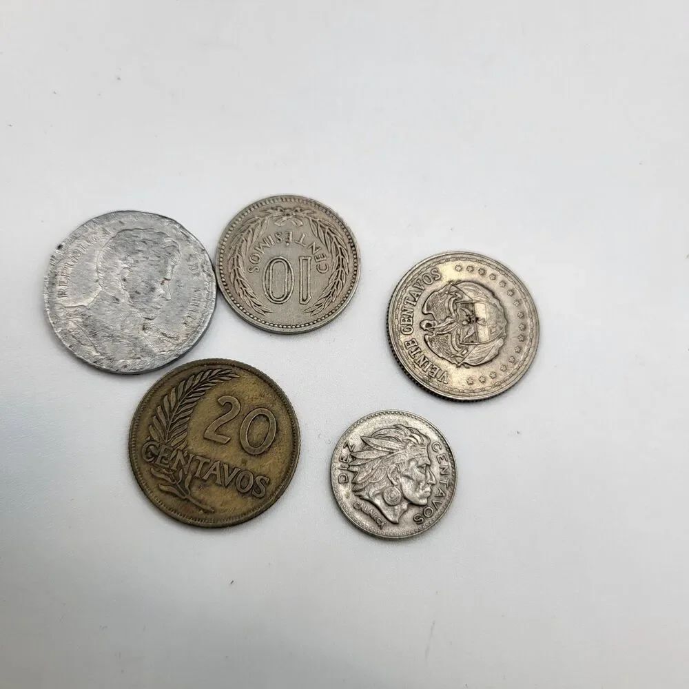 Lot Of 5 South American Coins 1953 To 1958